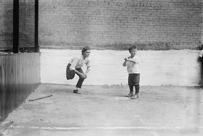 Disabled people playing baseball.