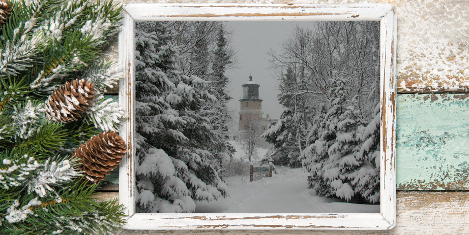 Image of Split Rock Lighthouse in winter.